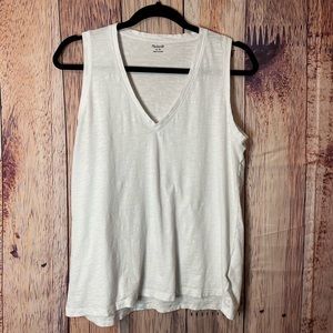 Madewell White Whisper Cotton V-Neck Tank Size Medium